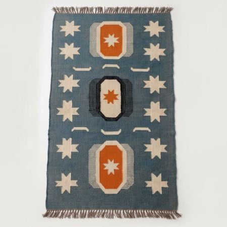 Handcrafted Jute Multicolor Vintage Dhurrie For Living Room